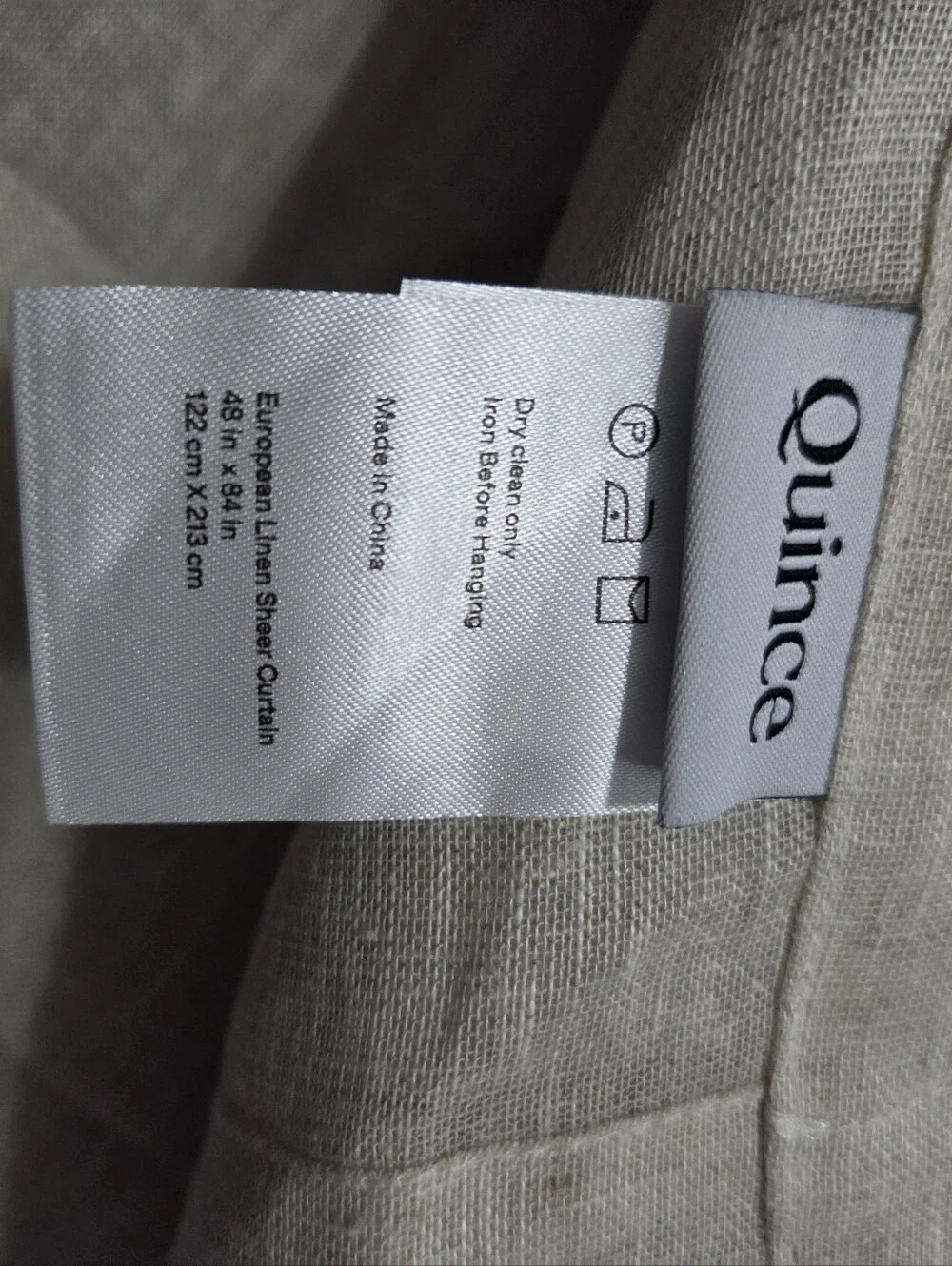 NWOT Quince European Linen Sheer Curtain Panel - Flax 48